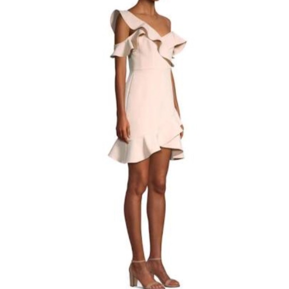 bcbg malik asymmetrical ruffle dress